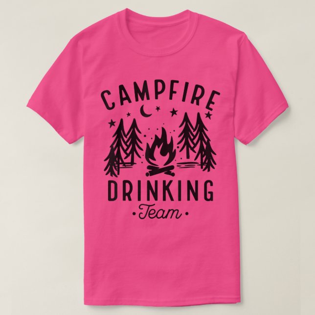 Campfire Drinking Team Happy Camper Funny Camping  T-Shirt (Design Front)