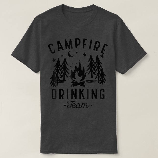 Campfire Drinking Team Happy Camper Funny Camping  T-Shirt (Design Front)
