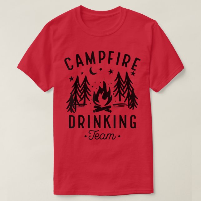 Campfire Drinking Team Happy Camper Funny Camping  T-Shirt (Design Front)