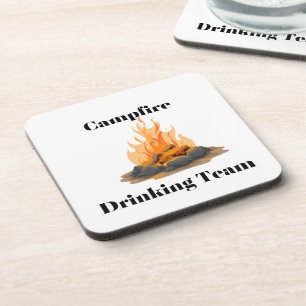 Campfire Drinking Team with a campfire on a Coaster