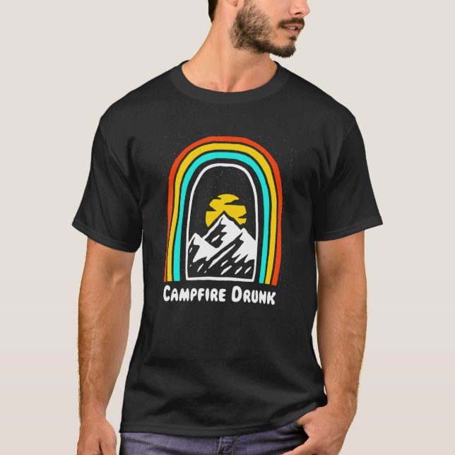 Campfire Drunk Camping Beer Camper Drinker Drinkin T-Shirt (Front)