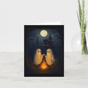 Campfire Ghost Shirt Haunted Forest Bonfire Cute Card