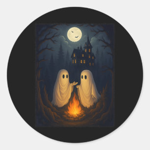 Campfire Ghost Shirt Haunted Forest Bonfire Cute Classic Round Sticker