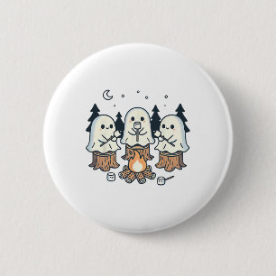 Campfire Ghost Spooky Marshmallow Halloween Bonfir 6 Cm Round Badge