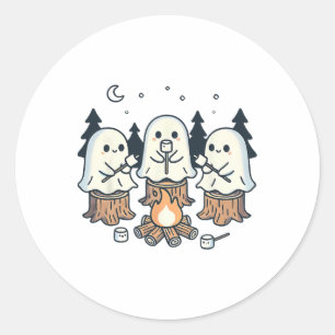 Campfire Ghost Spooky Marshmallow Halloween Bonfir Classic Round Sticker