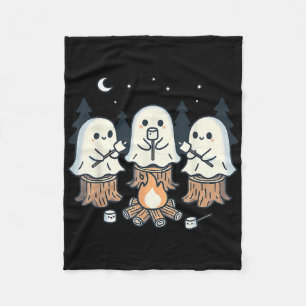 Campfire Ghost Spooky Marshmallow Halloween Bonfir Fleece Blanket