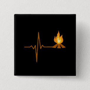 Campfire Heartbeat Camping 15 Cm Square Badge