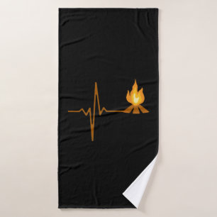Campfire Heartbeat Camping Bath Towel