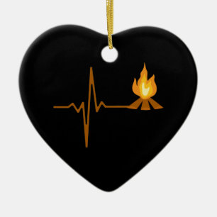 Campfire Heartbeat Camping Ceramic Tree Decoration