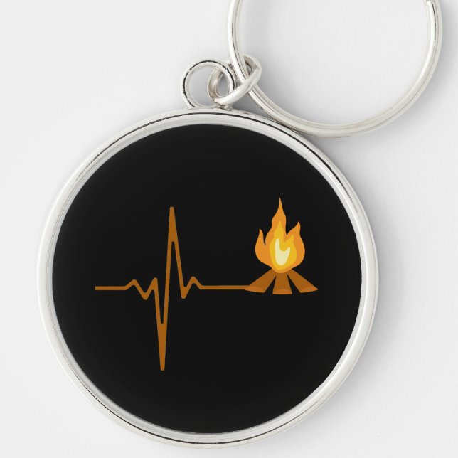 Campfire Heartbeat Camping Key Ring (Front)