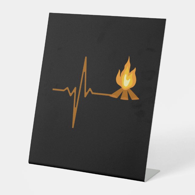 Campfire Heartbeat Camping Pedestal Sign (Front)