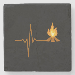 Campfire Heartbeat Camping Stone Coaster