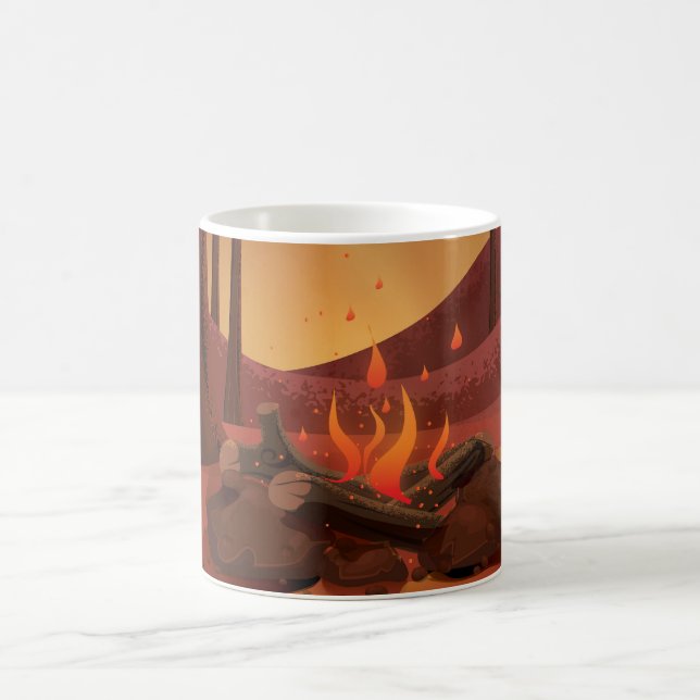 Campfire in the forest. coffee mug (Center)