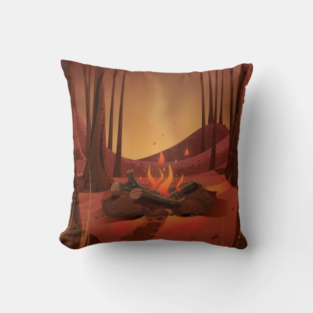 Campfire in the forest. cushion (Front)
