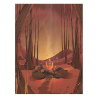 Campfire in the forest. tablecloth