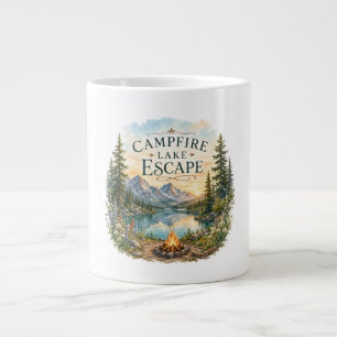 Campfire Lake Escape Mountain Wilderness Camping Large Coffee Mug