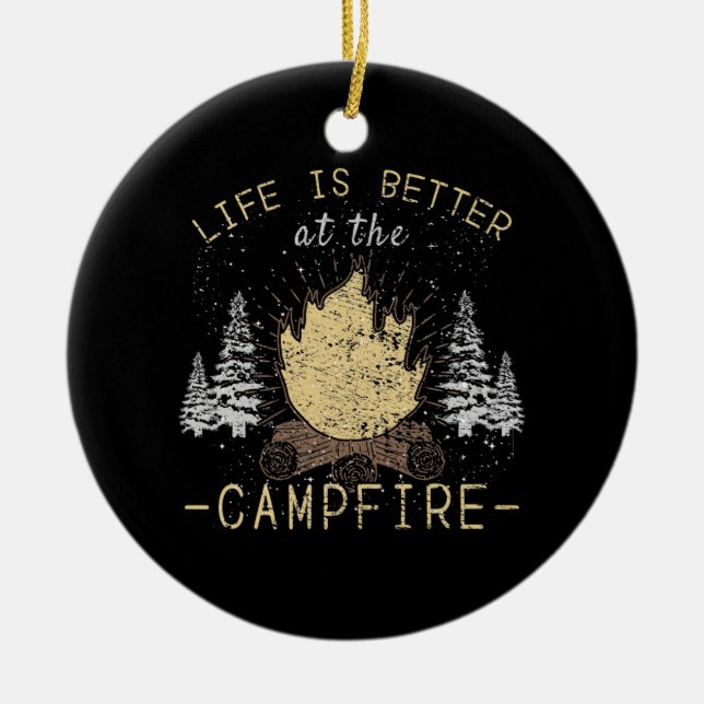 Campfire - Life Is Better By The Campfire Ceramic Tree Decoration (Front)