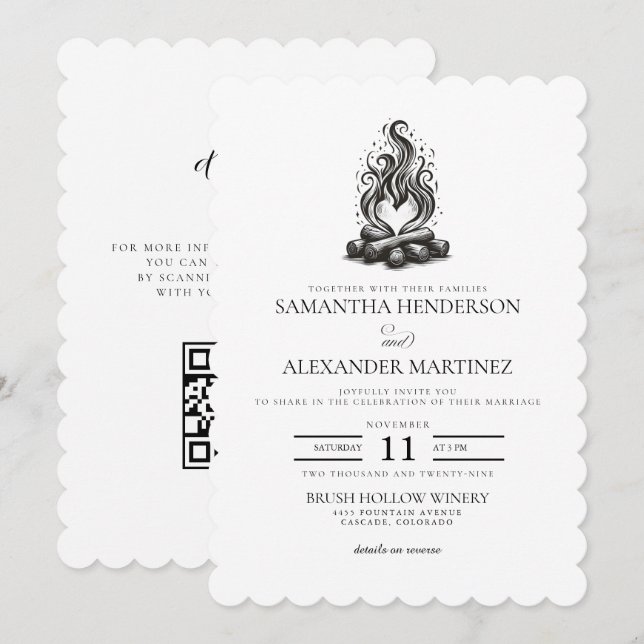 Campfire Love Wedding Invitation (Front/Back)