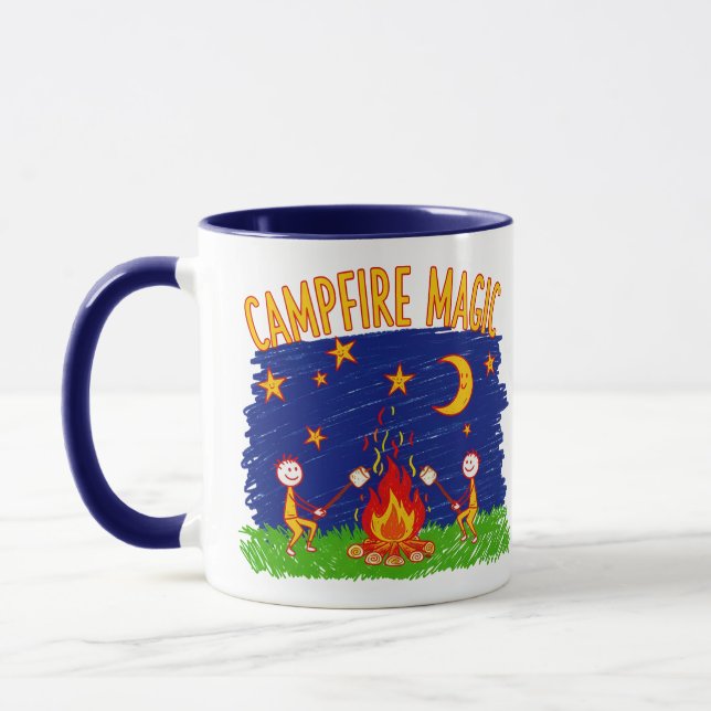 Campfire Magic Kids Camping Night Art Mug (Left)