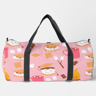 campfire marshmallow chocolate smores pink duffle bag