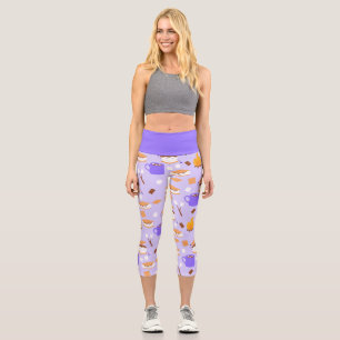 campfire marshmallow chocolate smores purple capri leggings