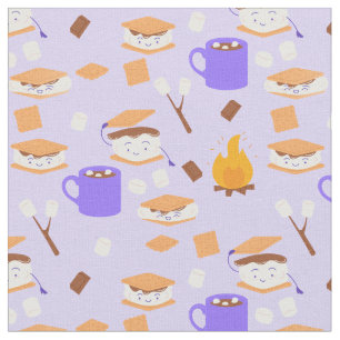 campfire marshmallow chocolate smores purple fabric