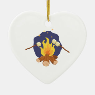Campfire Marshmallows Ceramic Tree Decoration