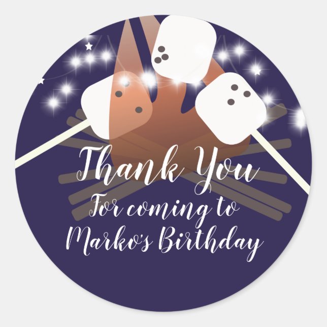 Campfire Marshmallows Stars Camping Outdoor  Classic Round Sticker (Front)