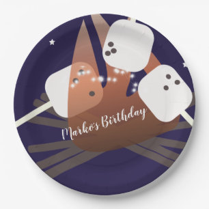 Campfire Marshmallows Stars Camping Outdoor   Paper Plate