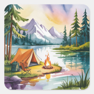 Campfire Memories Square Sticker