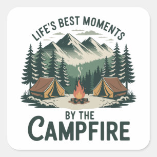 Campfire Moments Sticker Retro Camping Tent