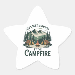Campfire Moments Sticker Retro Camping Tent