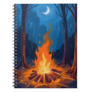 Campfire Moon Nature Watercolor Painting Notebook