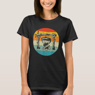 Campfire Mountain Camping Retro Vintage Sunset Id T-Shirt
