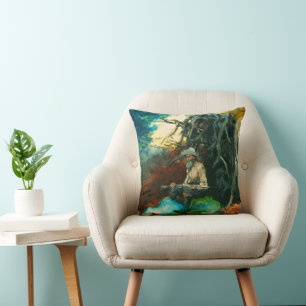 Campfire Mountain Man Adirondacks Winslow Homer  Cushion