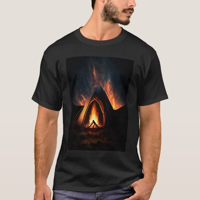 Campfire Nature Adventure Glamping Night Camping T T-Shirt (Front)