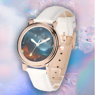 Campfire & Night sky-themed with number, modern Watch