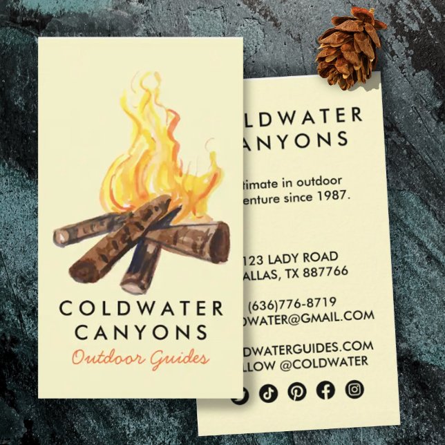 Campfire Outdoorsy Camp Hike Adventure Scout Guide Business Card (Creator Uploaded)