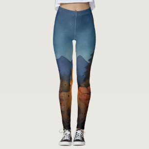 Campfire Patriot Night Sky Rustic American Outdoor Leggings