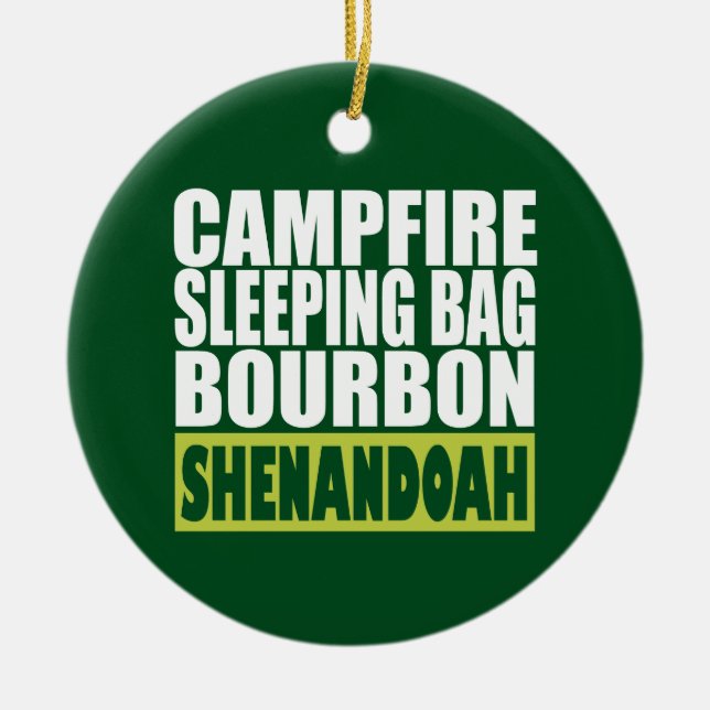 Campfire Sleeping Bag Bourbon Shenandoah Ceramic Tree Decoration (Front)