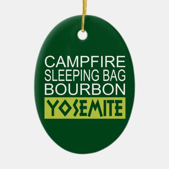 Campfire Sleeping Bag Bourbon Yosemite Ceramic Tree Decoration (Front)