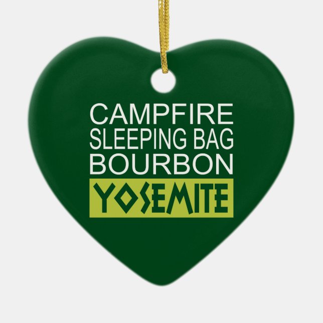 Campfire Sleeping Bag Bourbon Yosemite Ceramic Tree Decoration (Front)