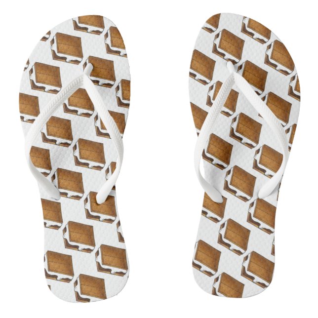 Campfire Smores Marshmallow Camp Smore Flip Flops (Footbed)
