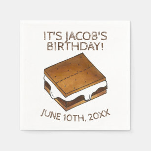Campfire S'mores Marshmallow Smores Birthday Party Napkin