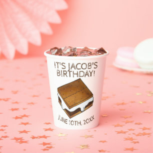 Campfire S'mores Marshmallow Smores Birthday Party Paper Cups