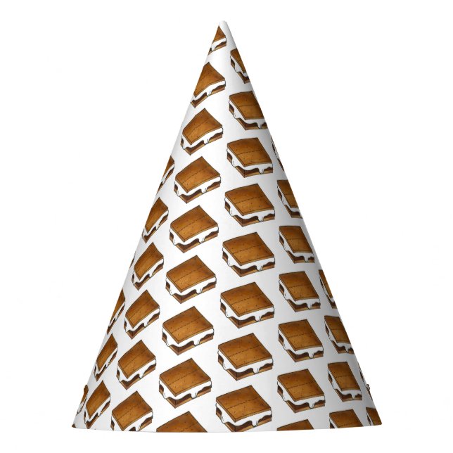 Campfire S'mores Marshmallow Smores Birthday Party Party Hat (Front)