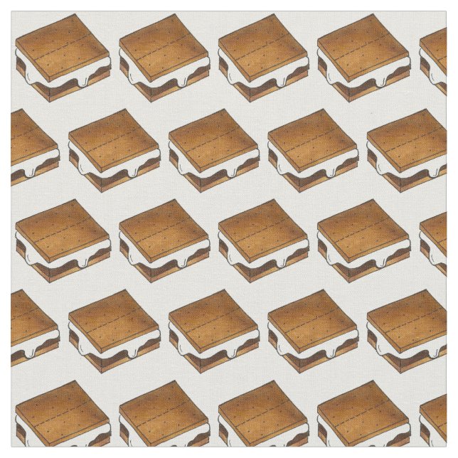 Campfire Smores Toasted Marshmallow S'mores Fabric (Close Up)