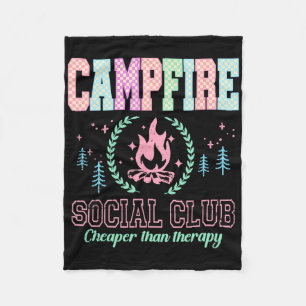 Campfire Social Club Funny Camping Lover Fleece Blanket