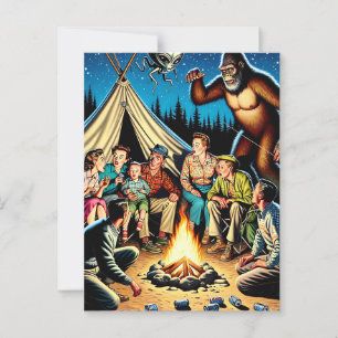 Campfire Stories   Funny Retro Blank Postcard