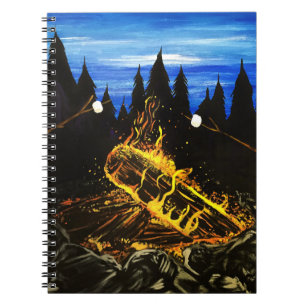 Campfire Sunset Wilderness Scene for Outdoor Notebook